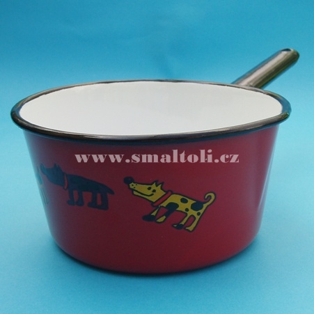 Smaltovaný rendlík 0,90 l , červený - PES