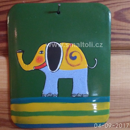 Smaltovaný obrázek - motiv SLON ZOO