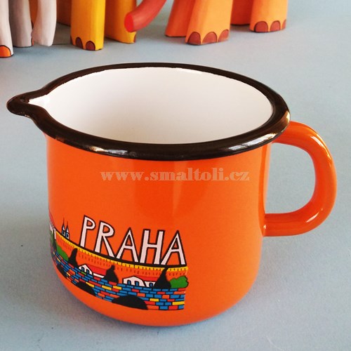 Smaltovaná nálevka V 1,10l oranžová - Pražský hrad Smaltum Praha