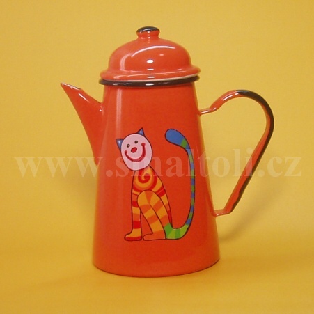 Kanne mit Deckel, orange - KATZE, HUND